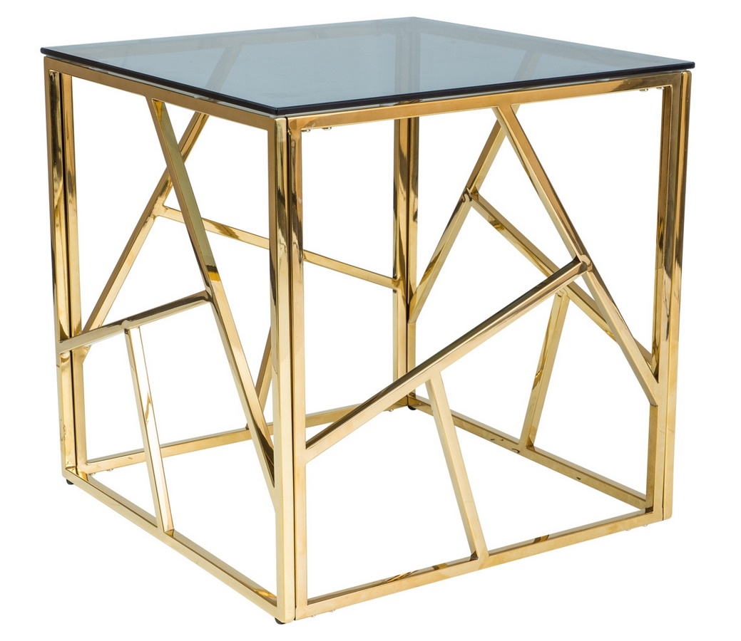 Konferenční stolek MACADA B zlatý kov/kouřové sklo