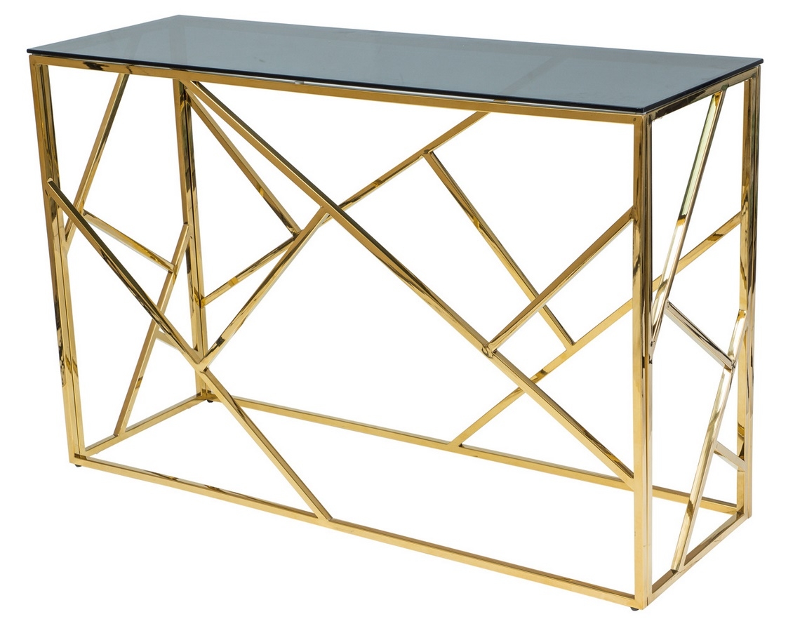 Konzolový stolek MACADA C zlatý kov/kouřové sklo
