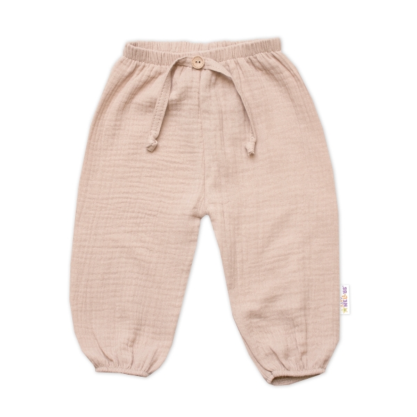 Mušelínové kalhoty Boy, Hand Made, béžové Velikost koj. oblečení: 80 (9-12m)