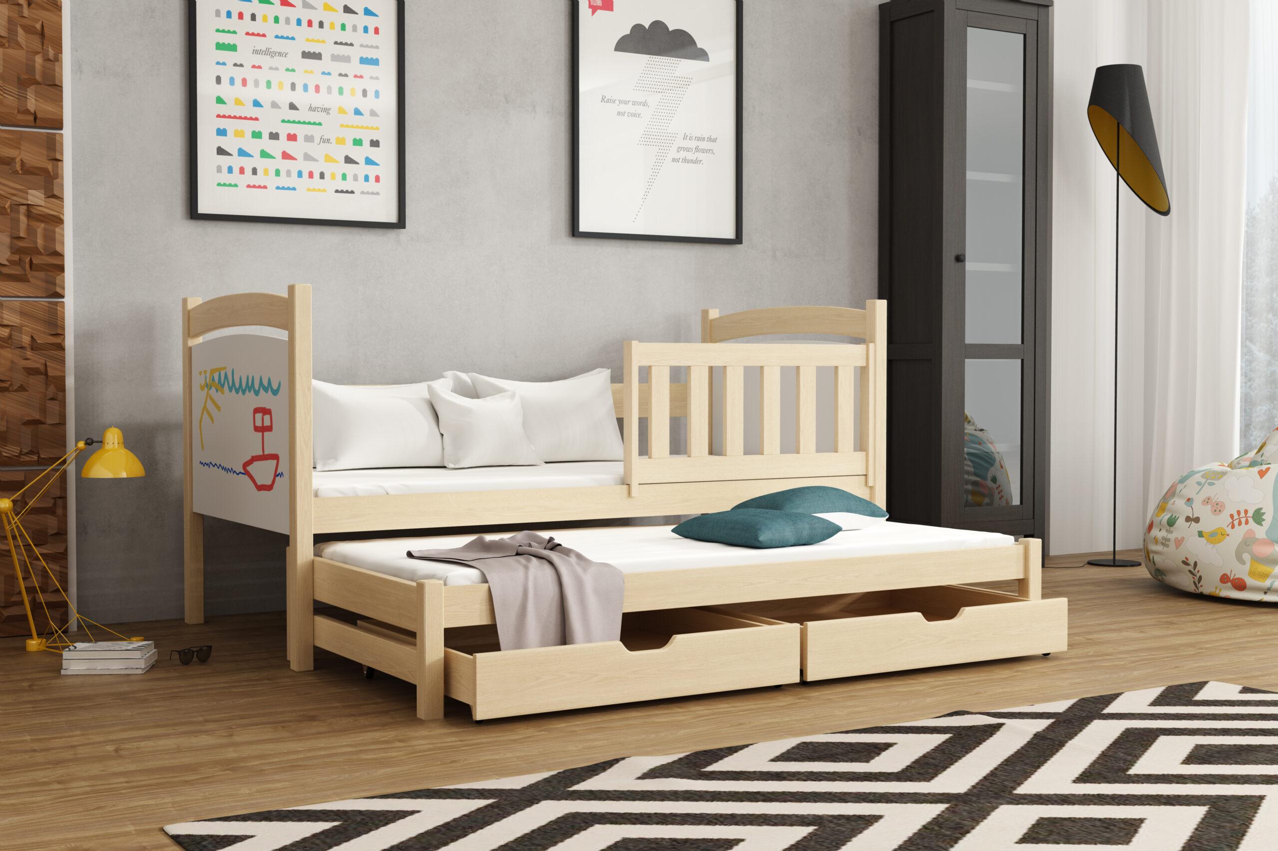 Dětská postel s přistýlkou SYLAS KIDBED TWO + rošty Barva: barva šedá, Rozměr: 90 x 200 cm, Zásuvky: ne