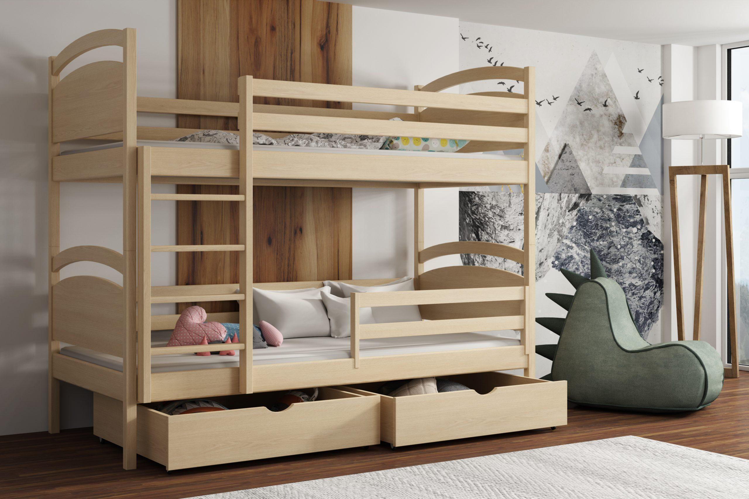 Patrová postel MAOKAI KIDBED THREE + rošty Barva: barva šedá, Rozměr: 90 x 180 cm, Zásuvky: ano