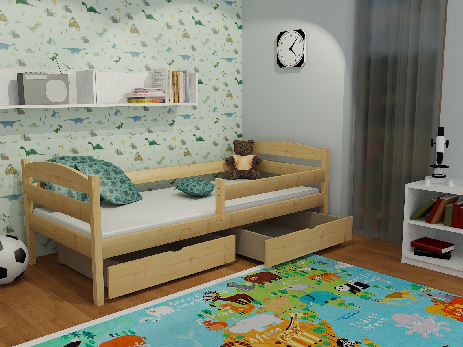 Dětská postel ANNITTI PINE se zábranou vč. roštu Barva: bílá, Rozměr: 80 x 160 cm