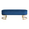 Designová lavice, modrá Velvet látka/gold chrom-zlatý, MIRILA NEW