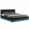 Manželská postel BIRGET NEW (barva černá, šířka 180 cm, materiál ekokůže)