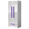Šatní skříň GALIO 1 do dětského pokoje - bílá lesk / fialová
