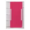 Šatní skříň GALIO 12 do dětského pokoje - bílá / růžová lesk