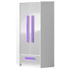 Rohová šatní skříň GALIO 2 do dětského pokoje - bílá / fialová lesk