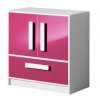 Komoda GALIO 8 do dětského pokoje - bílá / růžová lesk