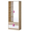 Policová skříň do dětského pokoje NIKOLAS 4 | dub jasný / růžová
