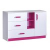 Komoda do dětského pokoje TRAFICO 7 bílá / růžová