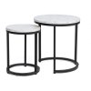 Sada konferenčních stolků 2 ks BOLA bílý mramor/černá