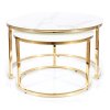 Konferenční stolky 2 ks MUSE zlatý kov/ bílý mramor