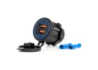 Nabíjačka AMIO - 2xUSB QC 3.0, 12/24V, modré podsvietenie