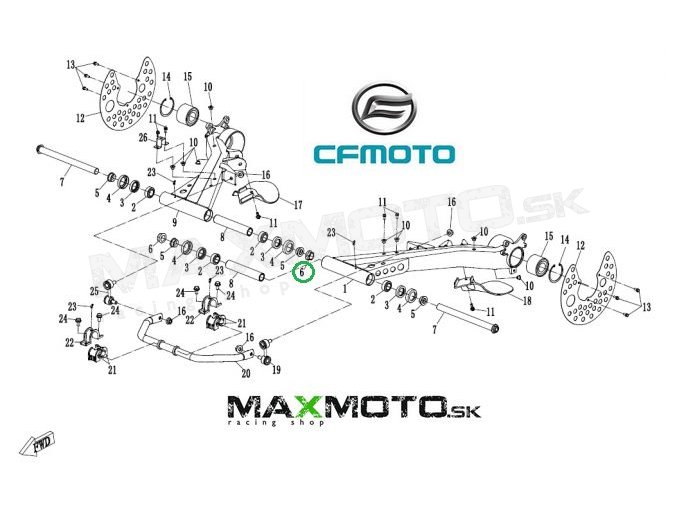 Matica uloženia zadného ramena CF MOTO Gladiator X850/ X1000, 9AWA-060108