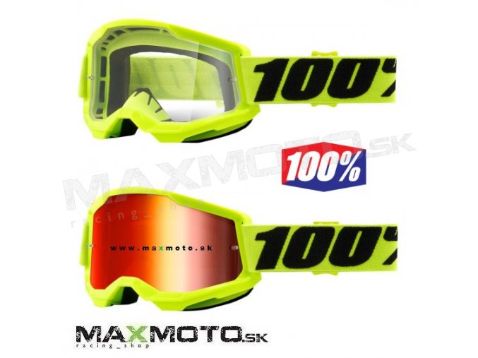 Okuliare 100% STRATA 2 Goggle Yellow zrkadlo sklo cervene 2601 2939 50421 251 04 cire sklo 2601 2927 50421 101 04