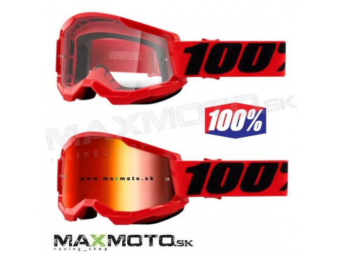 Okuliare 100% STRATA 2 Goggle red zrkadlo sklo cervene 2601 2938 50421 251 03 cire sklo 2601 2926 50421 101 03