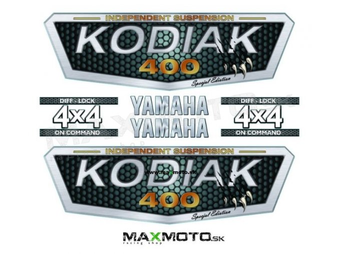 Nálepková sada YAMAHA Kodiak 400/ 450/ 700, strieborná