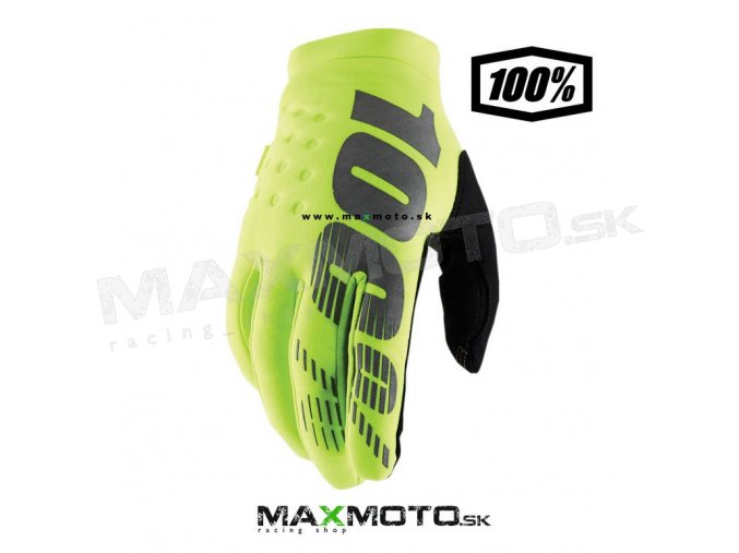 Rukavice 100% Brisker Neon Yellow