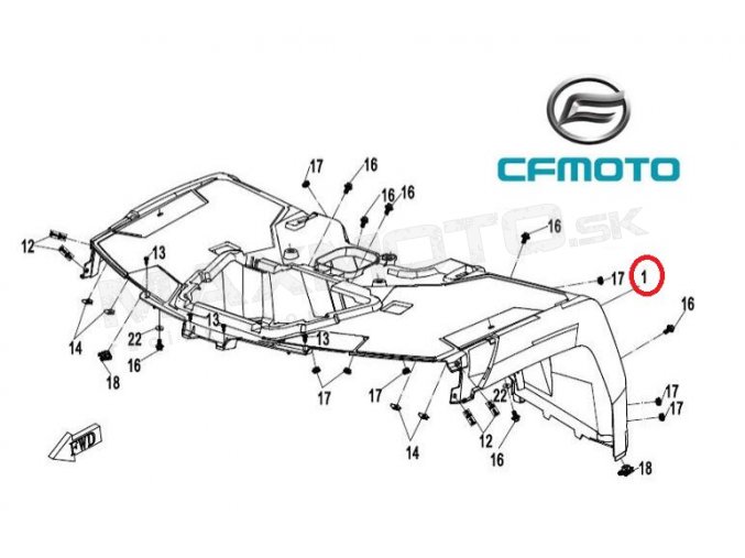 9AWA 041021 0H900 predný plast CF MOTO GLADIATOR X1000