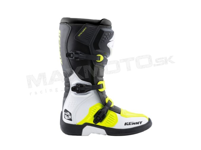 Čižmy KENNY RACING, čierna/ biela/ neónová žltá