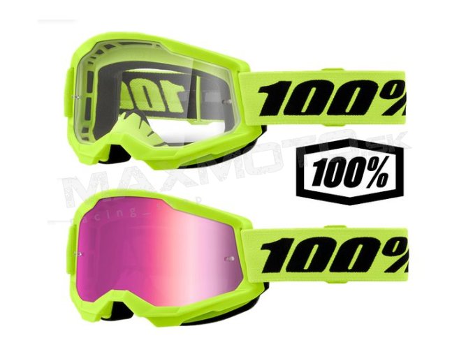 Okuliare 100% STRATA 2 Neon Yellow