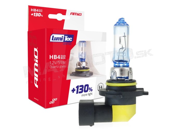Sada halogénových žiaroviek AMIO LumiTec LIMITED +130% HB4 12V 51W DUO, 2ks