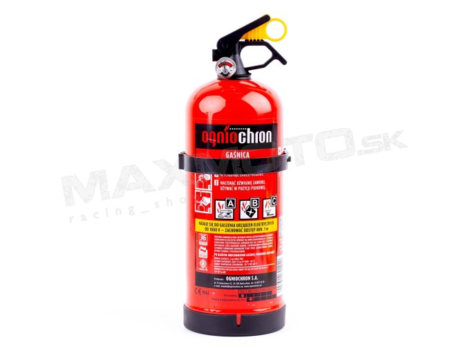 Práškový hasiaci prístroj ABC s manometrom a vešiakom, 2KG