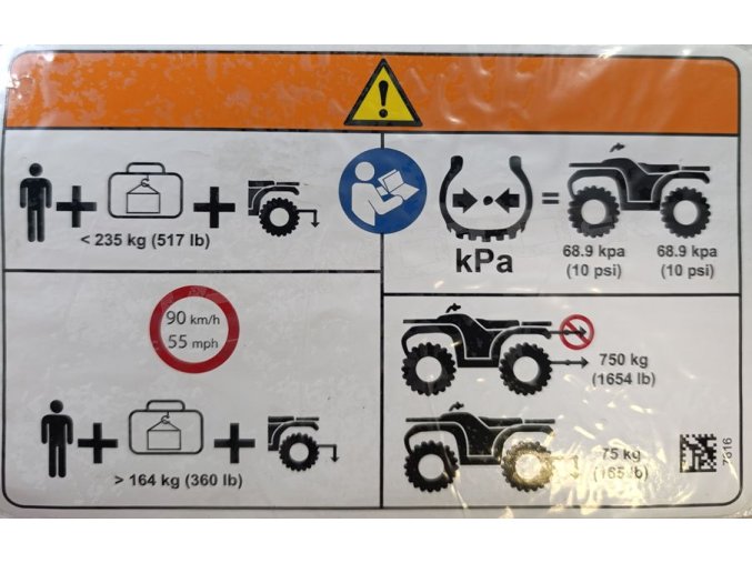 vystrazna nalepka tlaku pneumatik can am outlander 704907616