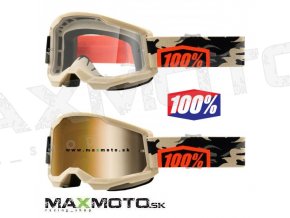 Okuliare 100% STRATA 2 Goggle Kombat cire sklo 2601 2933 50421 101 10 zrkadlove sklo zlate 2601 2945 50421 253 10