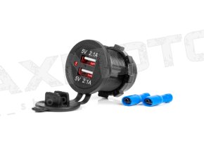 Nabíjačka MOD-04 AMIO - 2xUSB 2.1A, 12/24V, červené podsvietenie