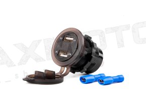 Nabíjačka MOD-06 AMIO - 2xUSB 1A/ 2.1A, 12/24V, červené podsvietenie