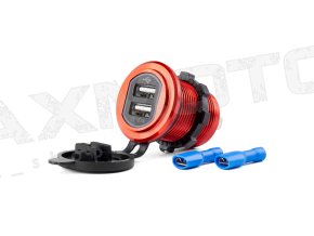 Nabíjačka MOD-10 AMIO - 2xUSB 3.1A, 12/24V, červené podsvietenie