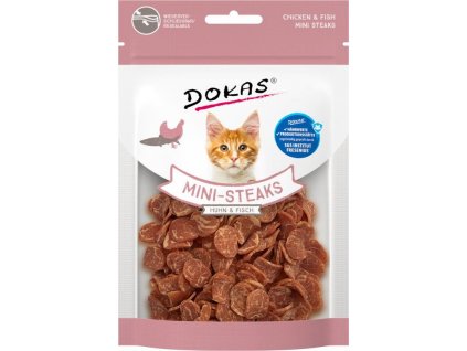 Dokas Mini steaky Kuře a treska pro kočky 25g