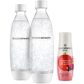 Sodastream Fľaša FUSE 2x1l white+sirup ovocie SADA