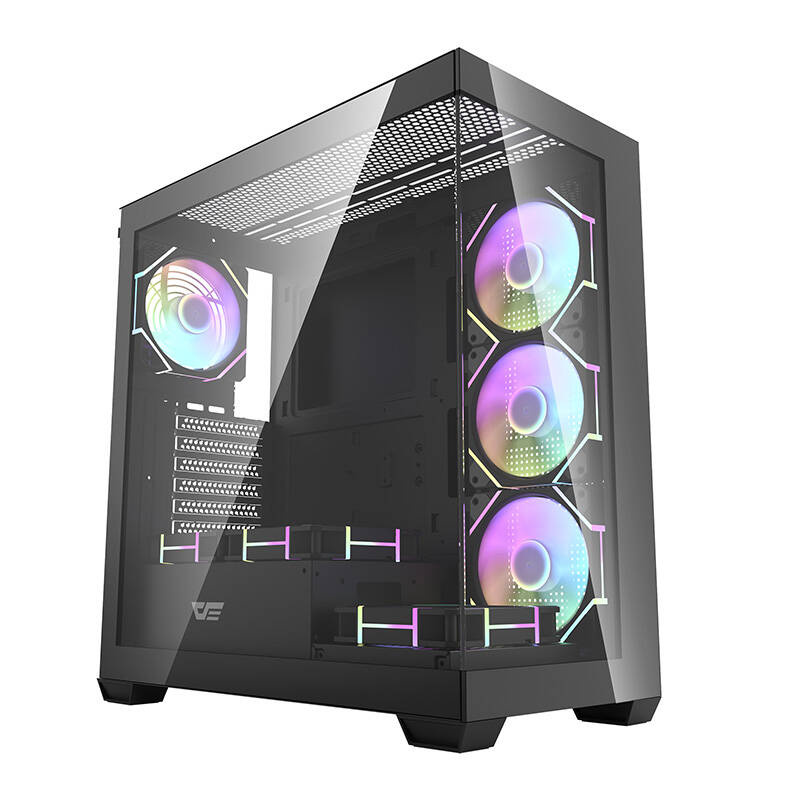 Počítačová skriňa Darkflash DS900 (čierna) + 7 ventilátorov ARGB DS900 Black + fans