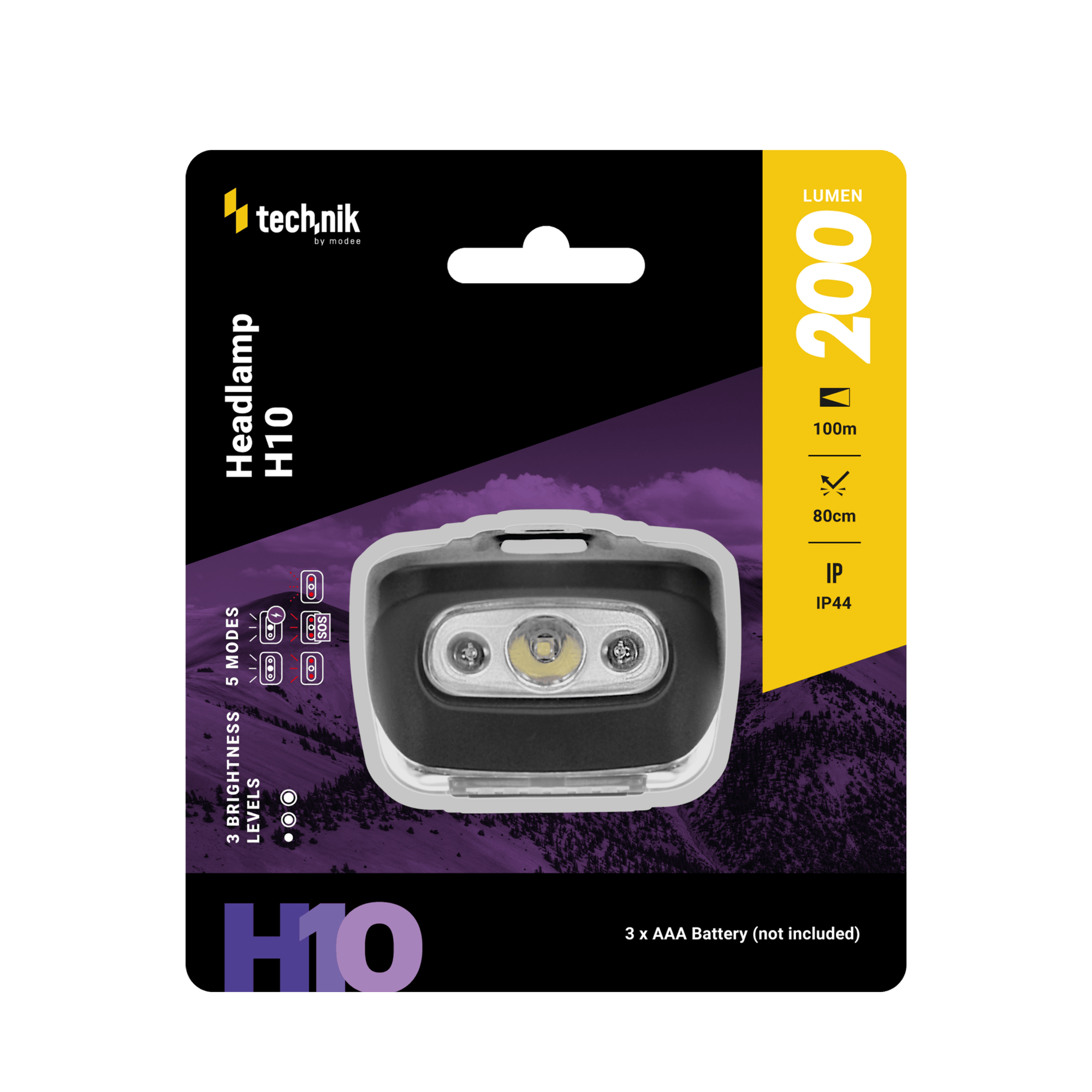 Technik Čelovka MT-H10 (3xAAA) LED + červené svetlo (200 lúmenov)