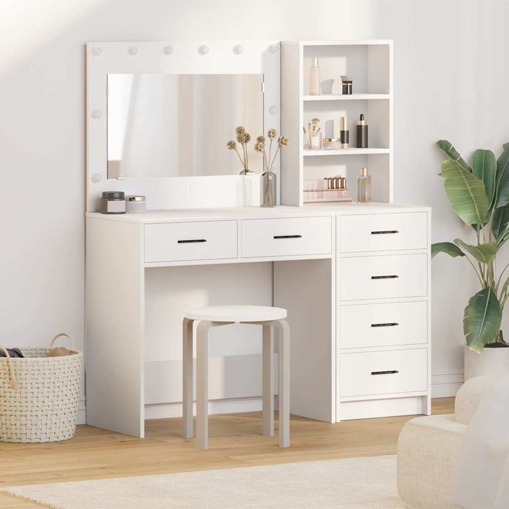 vidaXL Toaletný stolík 2 ks Biela 78.5 x 41 x 135 cm Kompozitné drevo