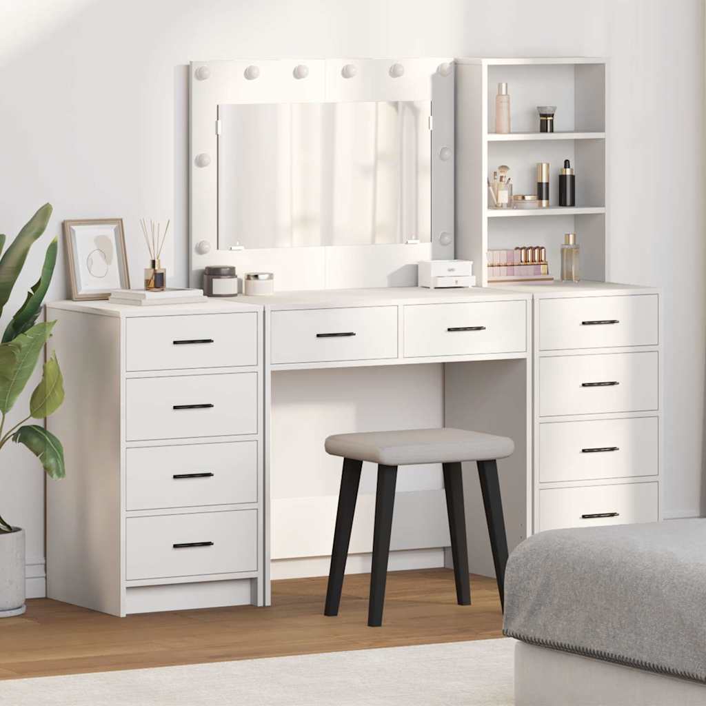 vidaXL Toaletný stolík 3 ks Biela 78,5 x 41 x 135 cm Kompozitné drevo