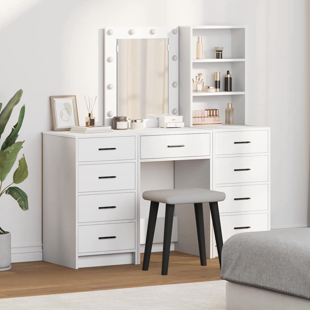 vidaXL Toaletný stolík 3 ks Biela 40 x 41 x 135 cm Kompozitné drevo