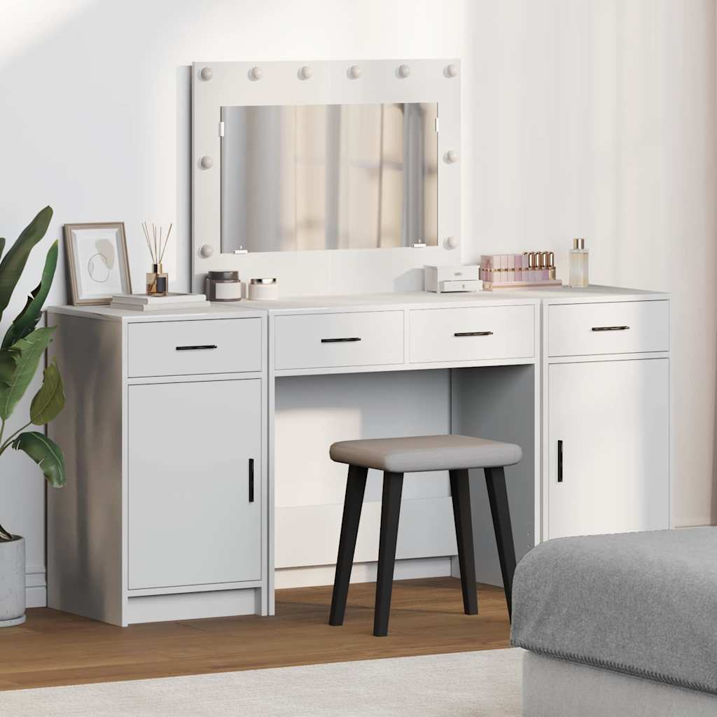 vidaXL Toaletný stolík 3 ks Biela 78,5 x 41 x 135 cm Kompozitné drevo