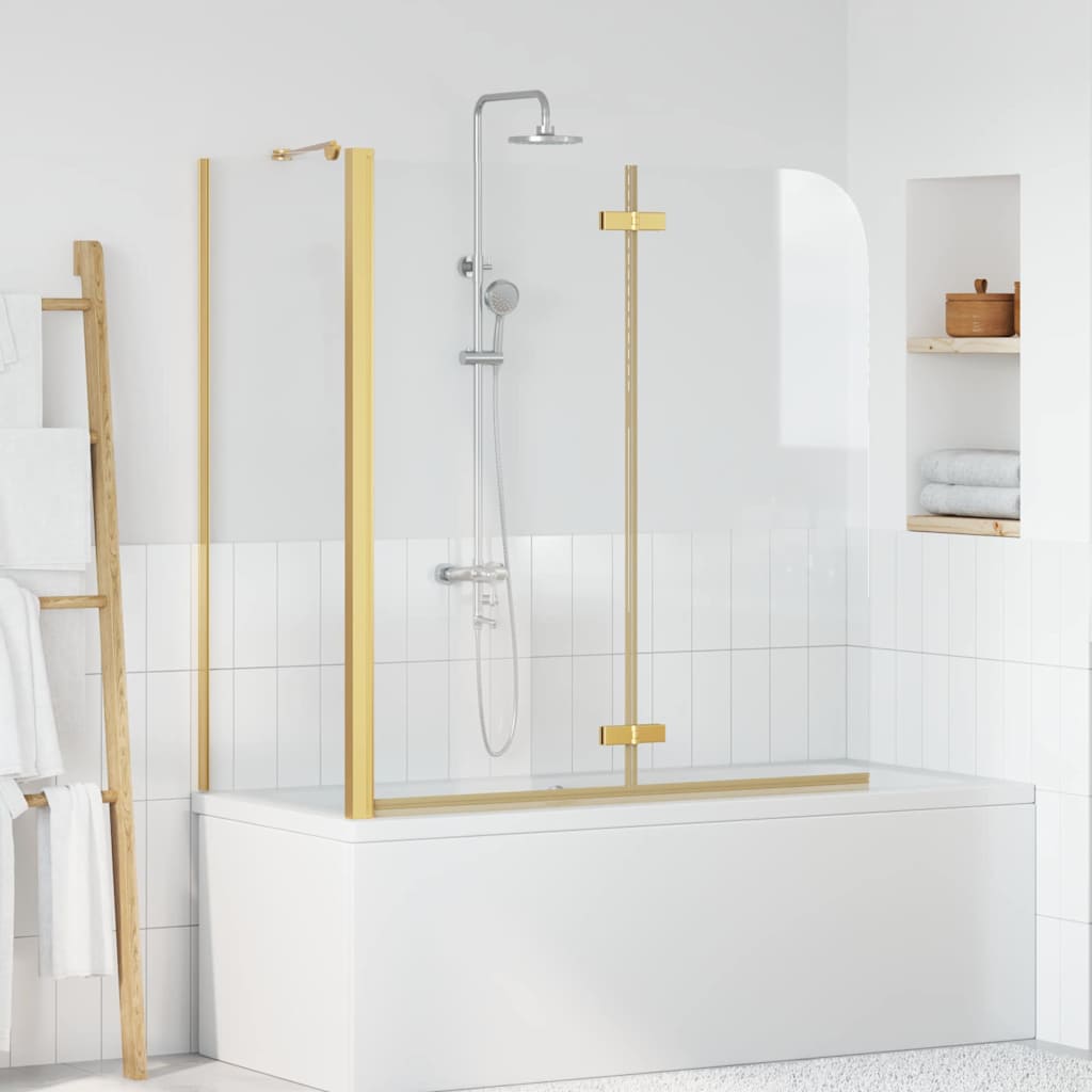 vidaXL Zábrana sprchy Zlatá 120 x 68 x 130 cm ESG sklo a hliník