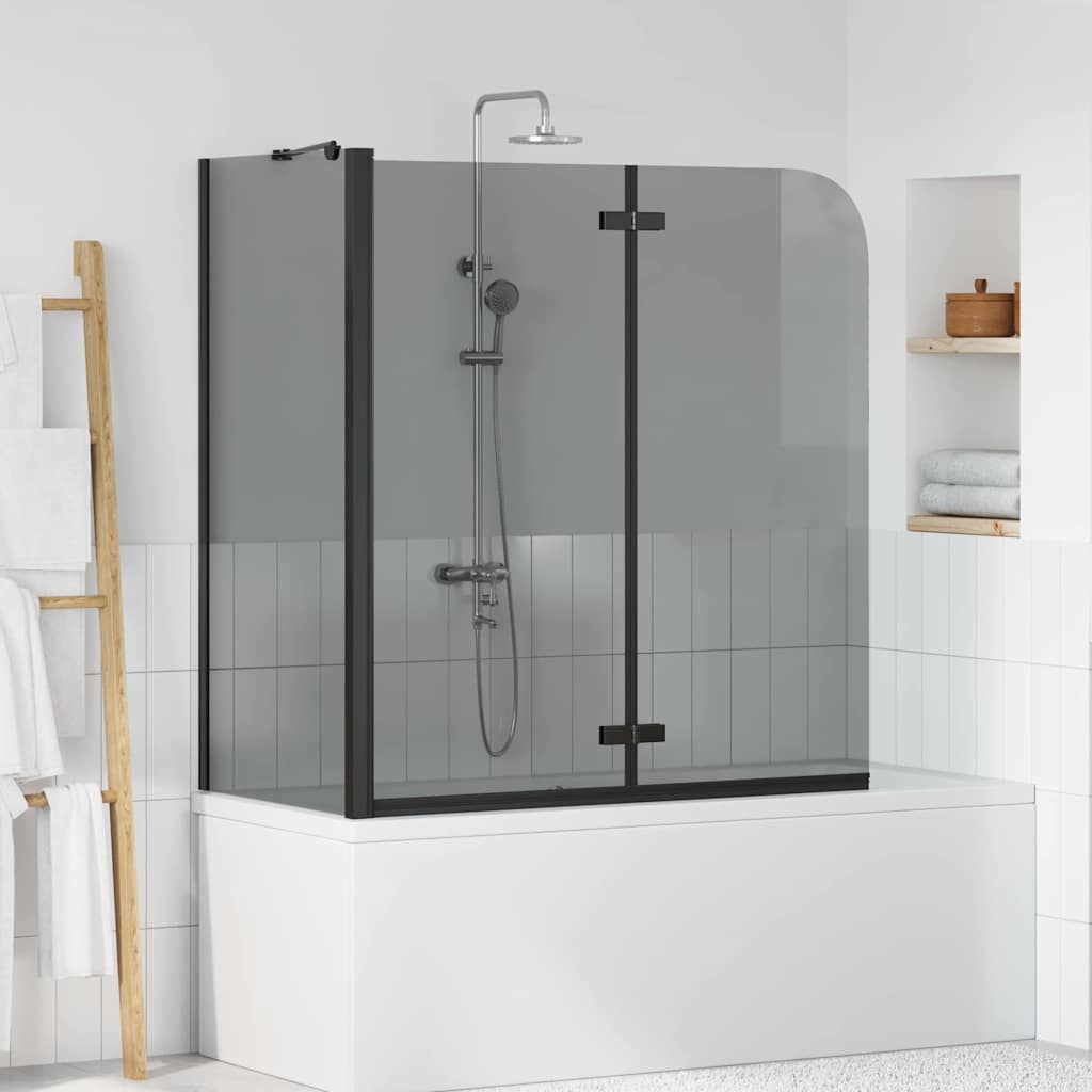 vidaXL Zábrana sprchy Čierna 120 x 68 x 130 cm ESG sklo a hliník
