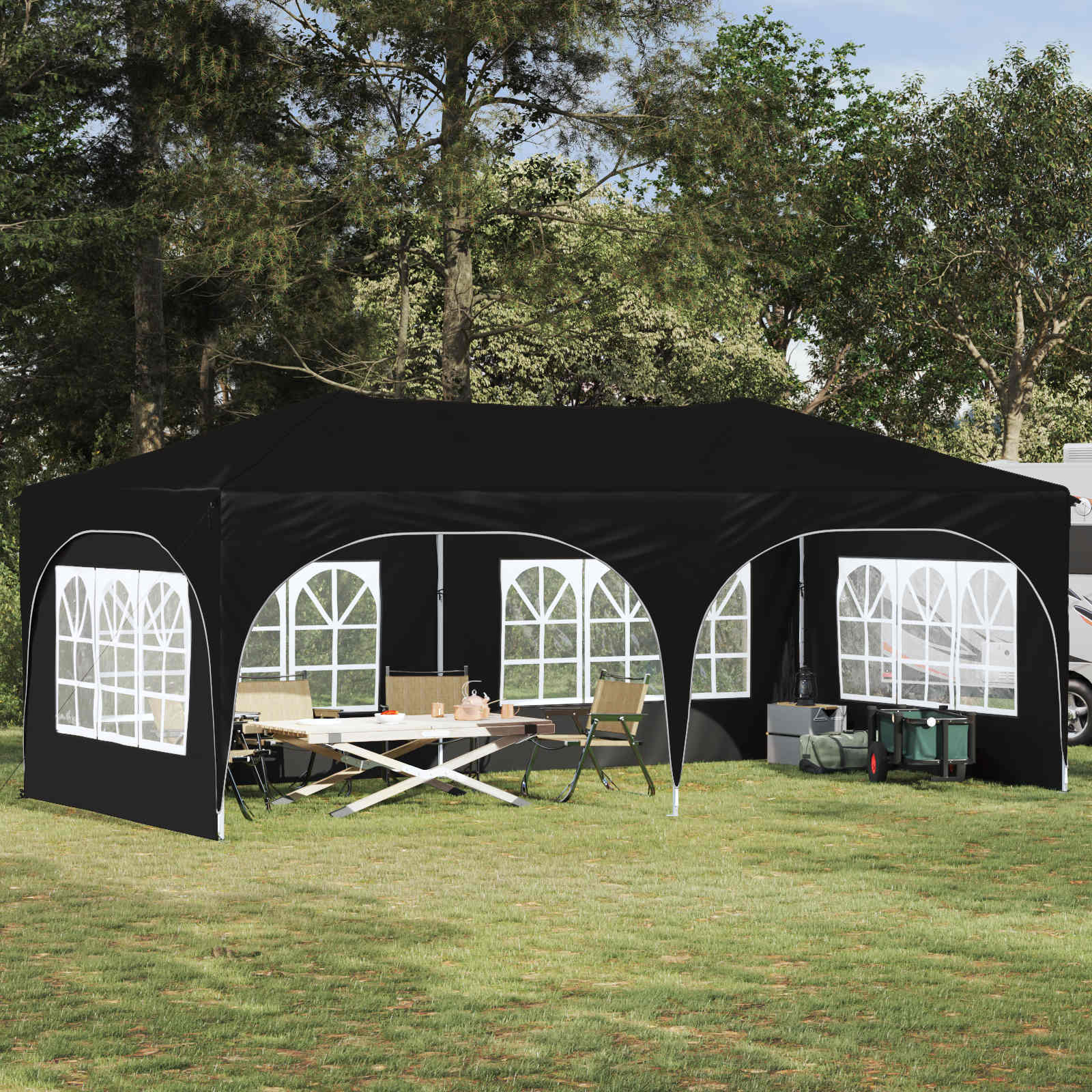 vidaXL Prístrešok na párty 575 x 288 x 245 cm Antracitová