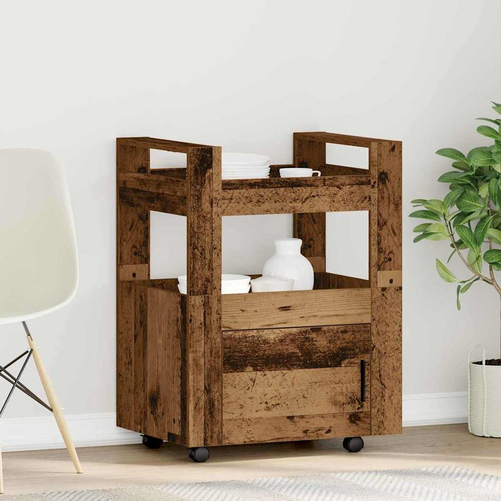 vidaXL Kuchynský vozík Staré drevo 60 x 45 x 80 cm Kompozitné drevo