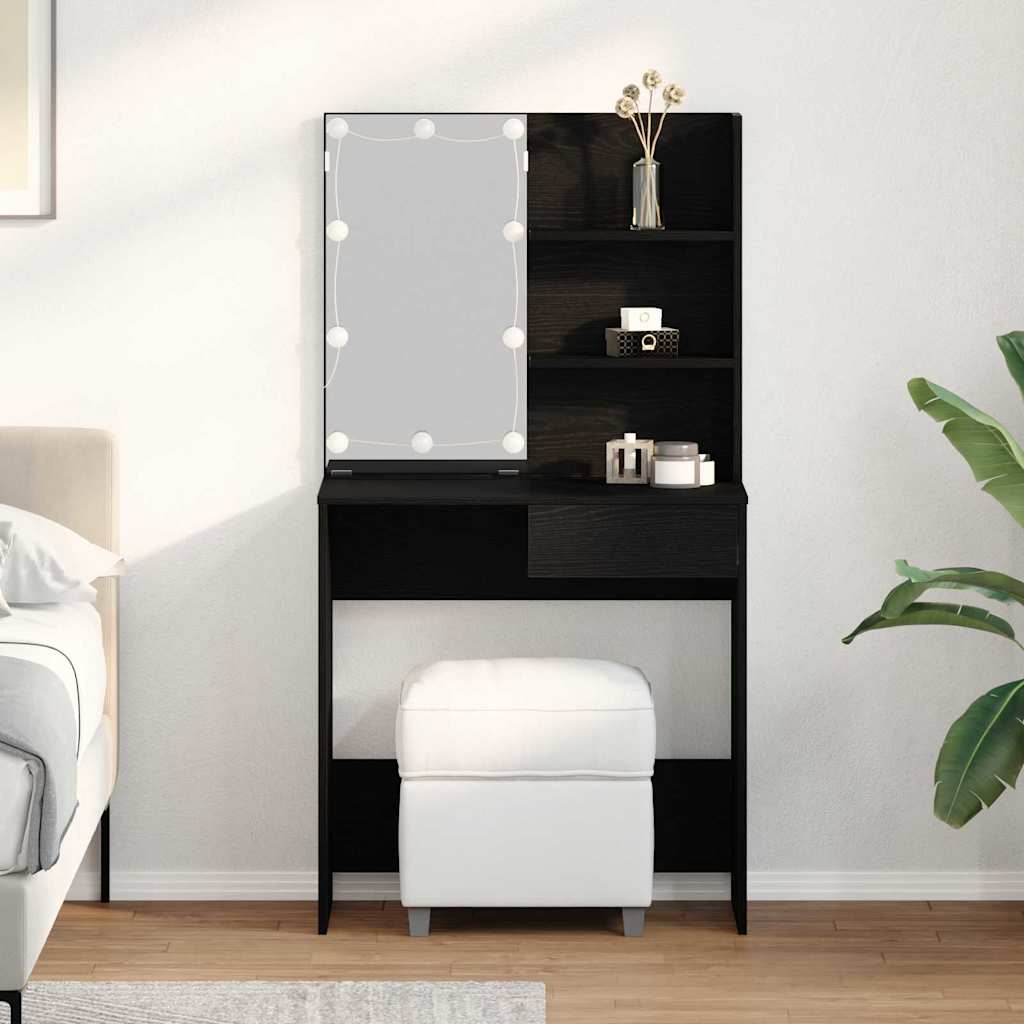 vidaXL Toaletný stolík Čierny dub 74,5 x 40 x 141 cm Kompozitné drevo