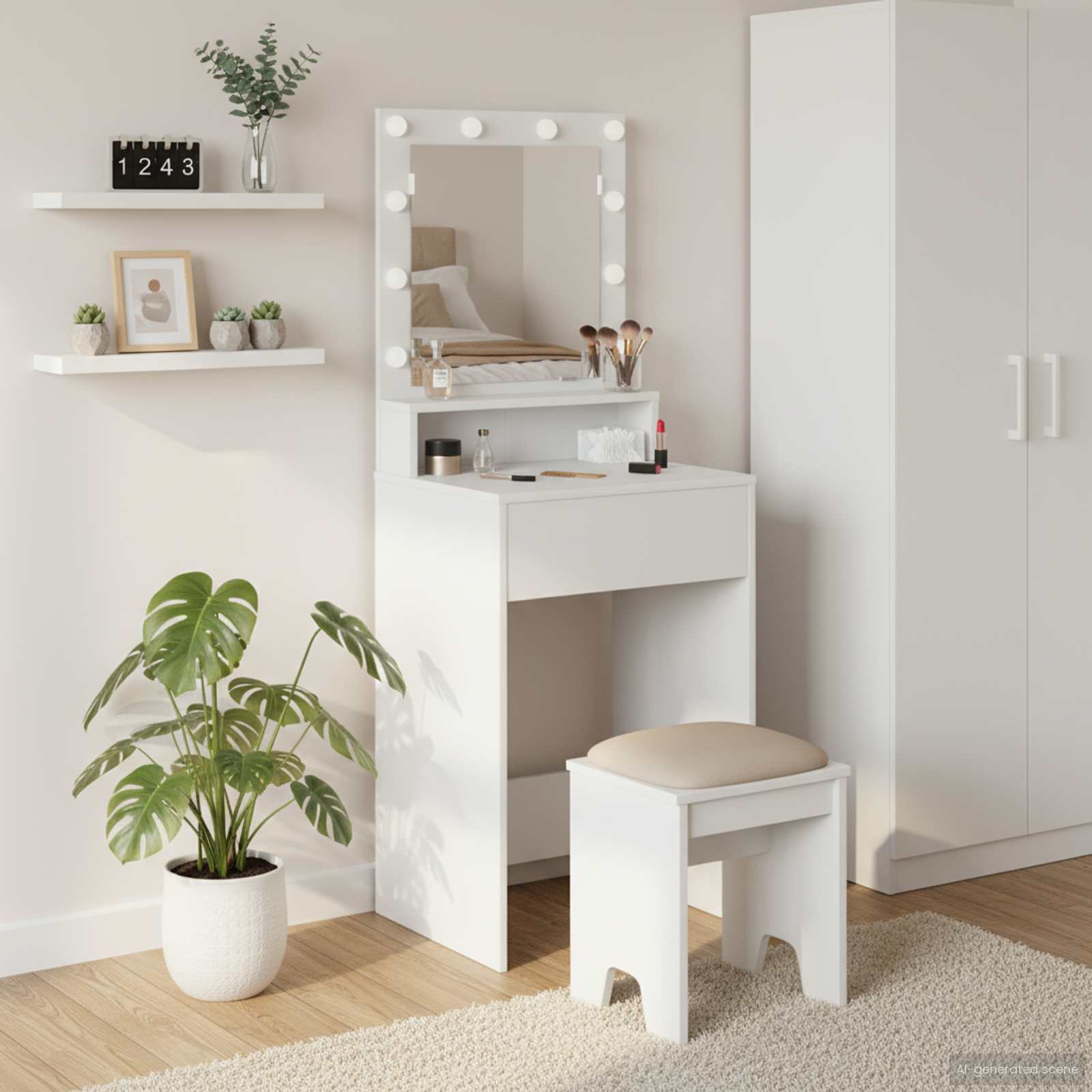 vidaXL Toaletný stolík Biela 50 x 41 x 135 cm Kompozitné drevo