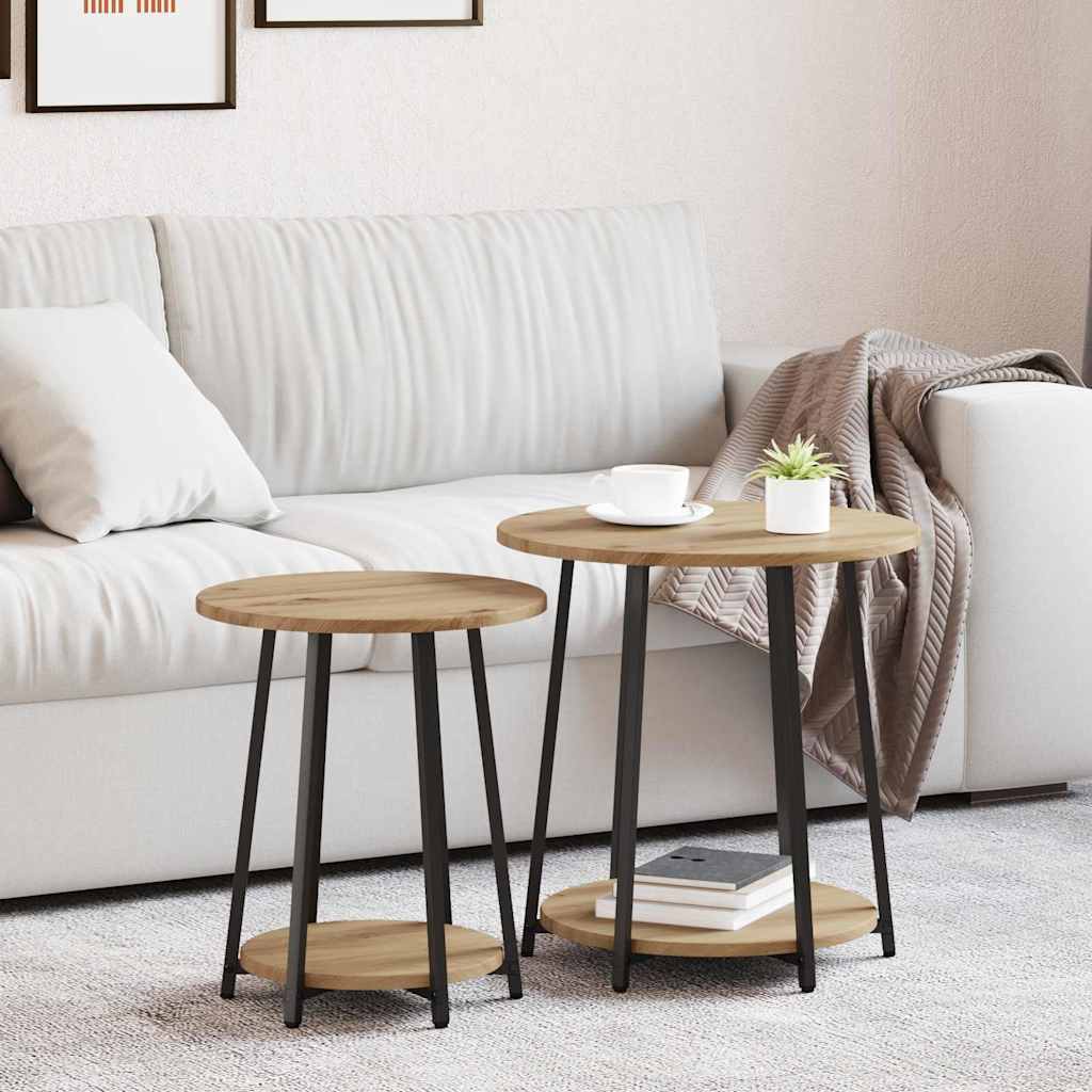 vidaXL Sada príručných stolíkov 2 ks Artisan dub a čierna