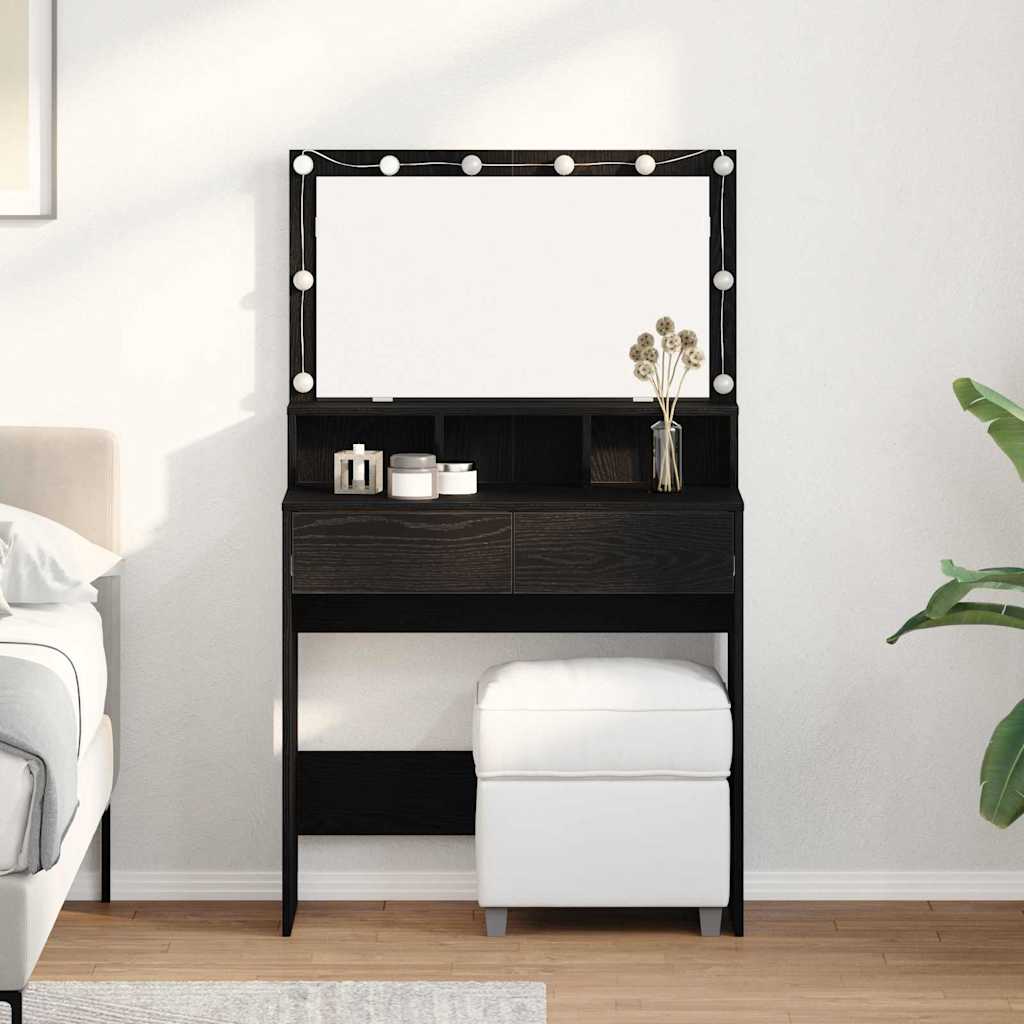 vidaXL Toaletný stolík Čierny dub 80 x 41 x 134,5 cm Kompozitné drevo