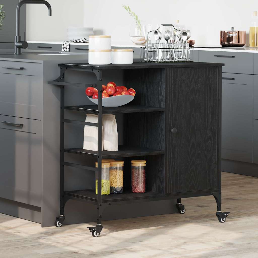 vidaXL Kuchynský vozík Čierny dub 87.5 x 39 x 84.5 cm Kompozitné drevo