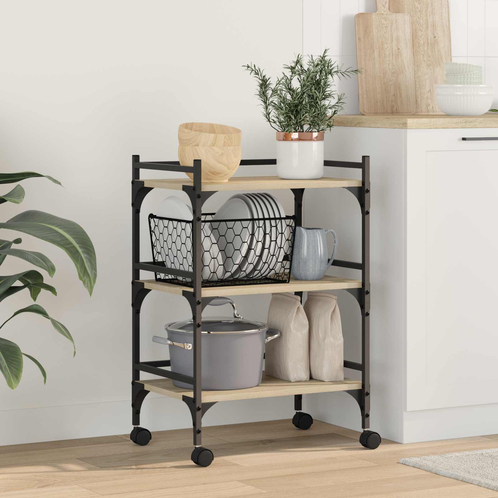 vidaXL Kuchynský vozík Sonoma dub 50 x 35 x 75,5 cm Kompozitné drevo
